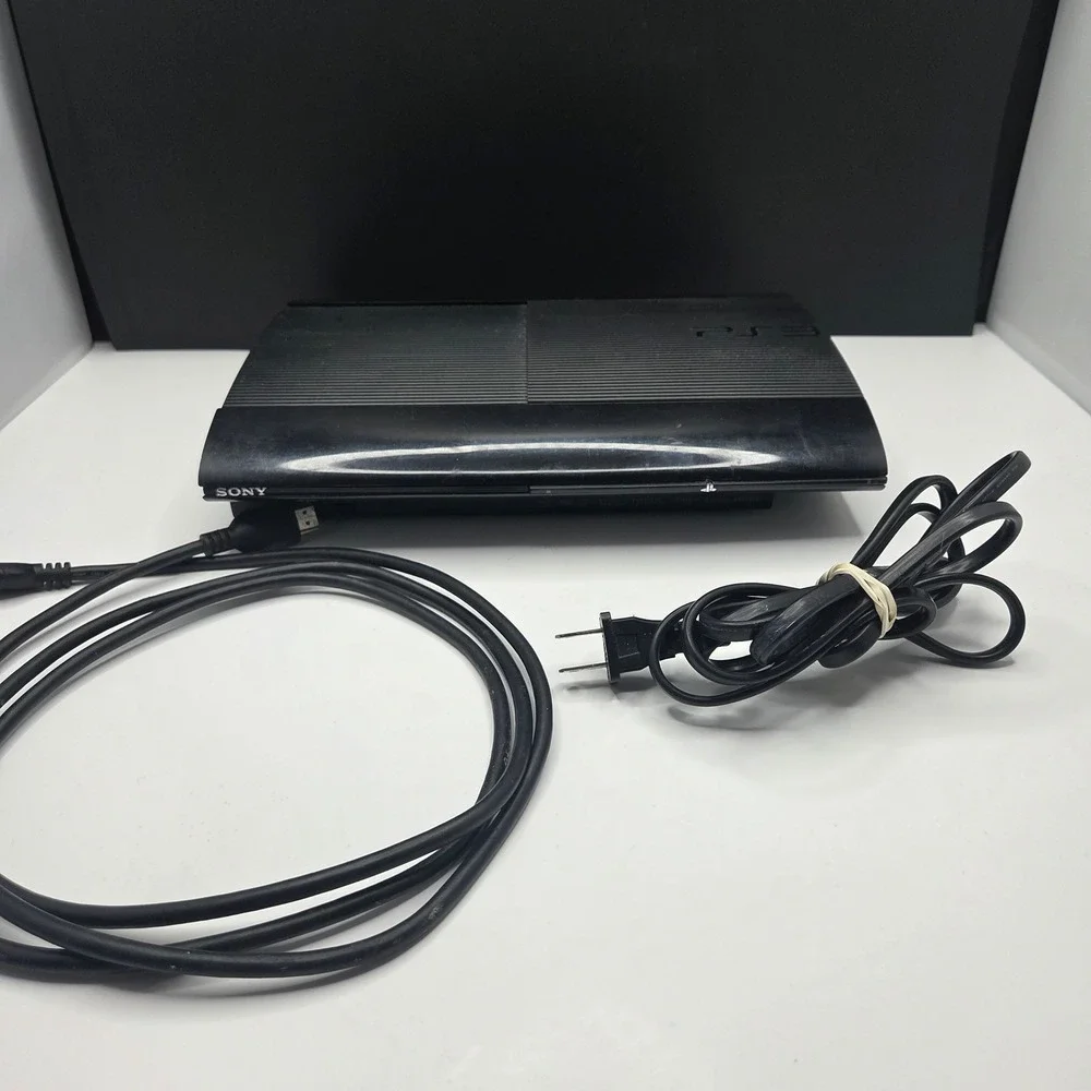 Sony PlayStation 3 PS3 Super Slim Console Black HDMI Power Cables Tested